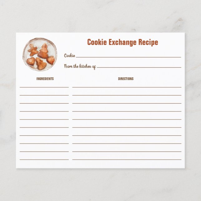 Cookie Exchange Rustic Recipe Card (Front)