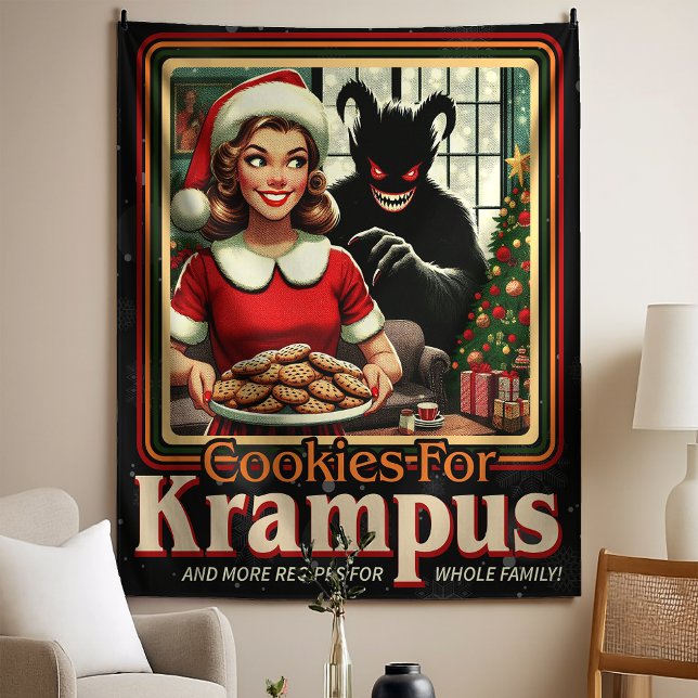Cookie For Krampus Merry Krampus Christmas Horror Tapestry (Creator Uploaded)