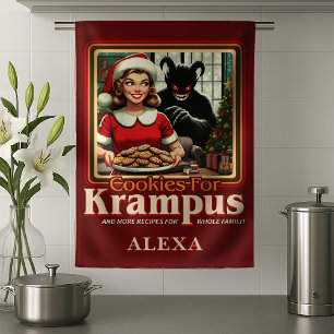 Cookie For Krampus Merry Krampus Christmas Horror Tea Towel