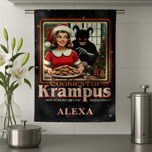 Cookie For Krampus Merry Krampus Christmas Horror Tea Towel