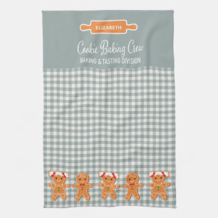 Cookie Green Gingerbread Monogram Baking Tea Towel