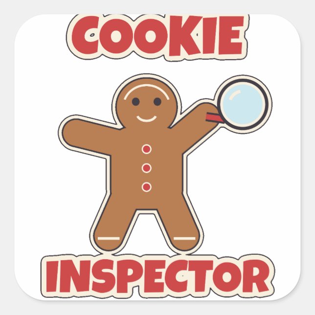 Cookie Inspector Gingerbread Christmas Baking Square Sticker (Front)