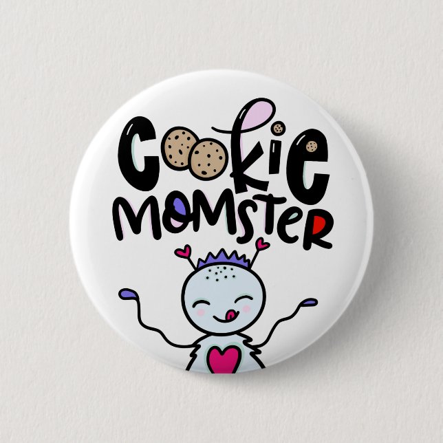 Cookie Momster, hand drawn 6 Cm Round Badge (Front)
