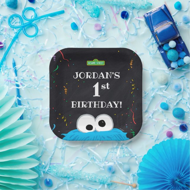 Cookie Monster | 1st Birthday Paper Plate (Party)