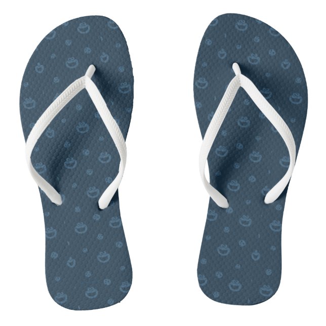 Cookie Monster and Cookies Blue Navy Pattern Jandals (Footbed)