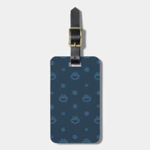 Cookie Monster and Cookies Blue Navy Pattern Luggage Tag