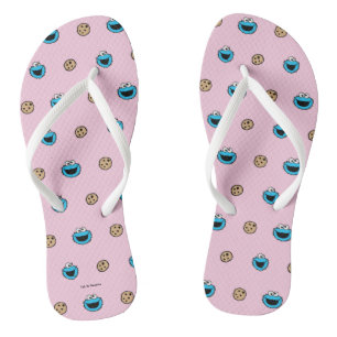 Cookie Monster and Cookies Pink Pattern Jandals