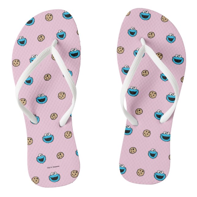 Cookie Monster and Cookies Pink Pattern Jandals (Footbed)