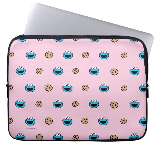 Cookie Monster and Cookies Pink Pattern Laptop Sleeve (Front)