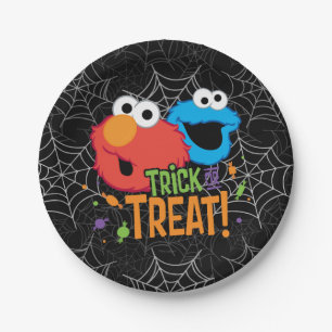 Cookie Monster and Elmo - Trick or Treat Paper Plate