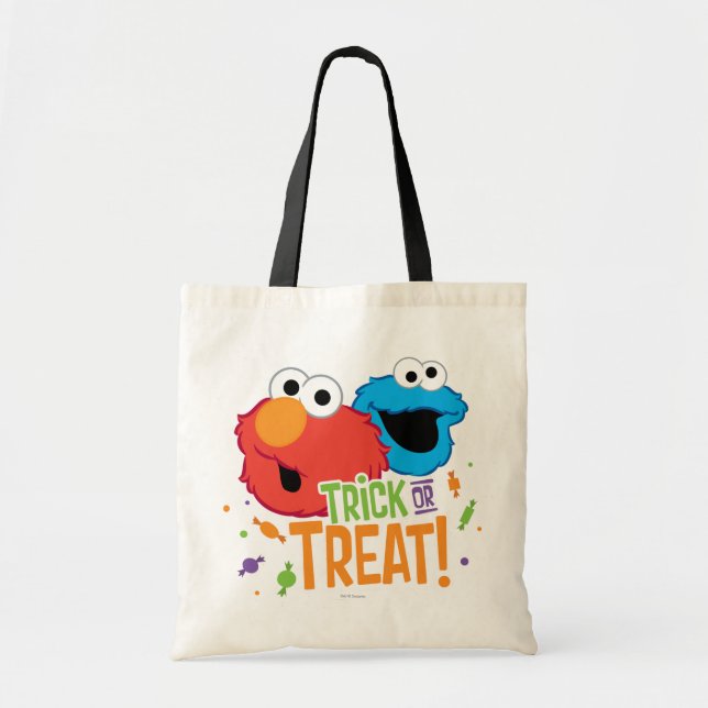 Cookie Monster and Elmo - Trick or Treat Tote Bag (Front)