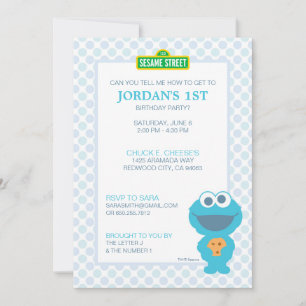 Cookie Monster Baby Birthday Invitation