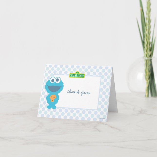 Cookie Monster Baby Birthday Thank You Card (Front)