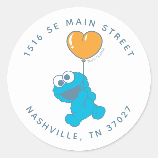 Cookie Monster Baby Shower Address Classic Round Sticker (Front)