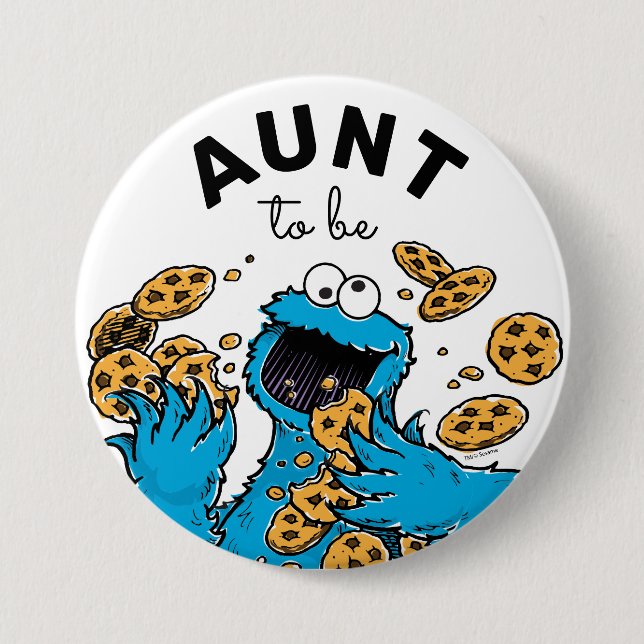 Cookie Monster Baby Shower Aunt To Be 7.5 Cm Round Badge (Front)