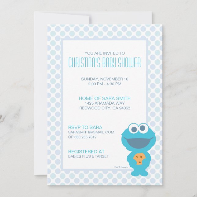 Cookie Monster Baby Shower Invite (Front)