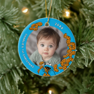 Cookie Monster Baby's 1st Christmas Photo Ceramic Tree Decoration