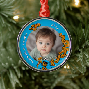 Cookie Monster Baby's 1st Christmas Photo Metal Or Metal Tree Decoration
