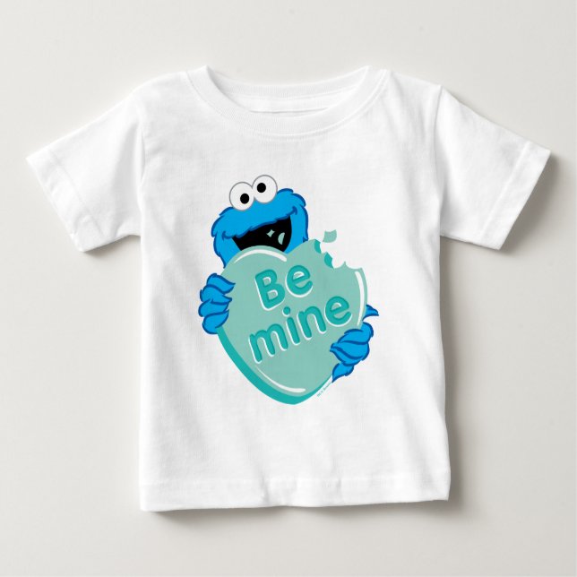Cookie Monster "Be Mine" Valentine's Heart Candy Baby T-Shirt (Front)