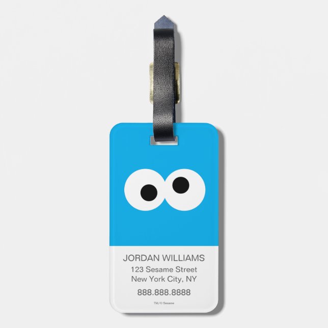 Cookie Monster Big Face Luggage Tag (Back Vertical)