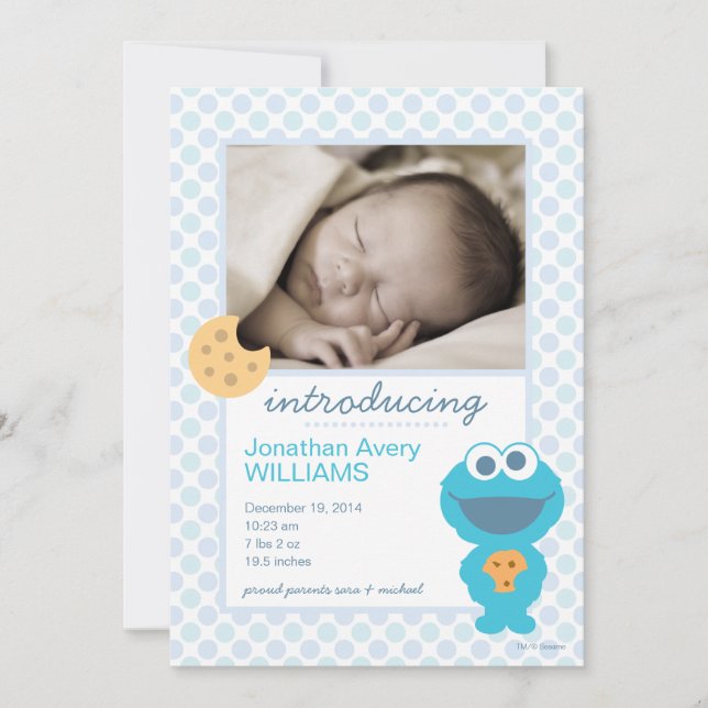 Cookie Monster Birth Announcement (Front)
