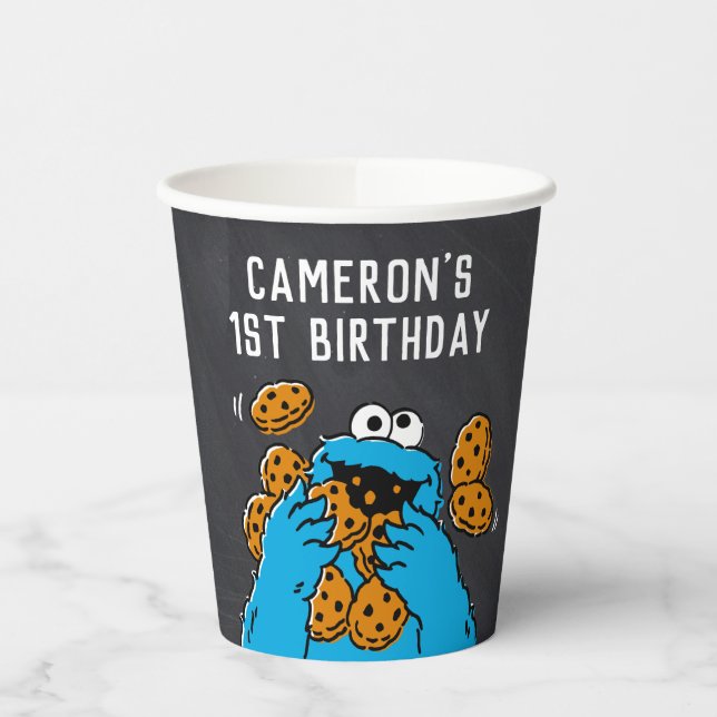 Cookie Monster Birthday Chalkboard  Paper Cups (Left)