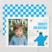 Cookie Monster Blue Confetti Second Birthday