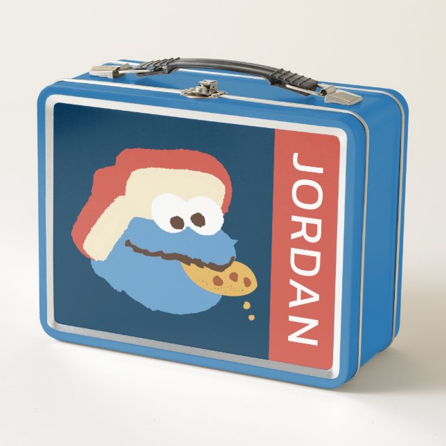 Cookie Monster Camp Cookies | Add Your Name Metal Lunch Box (Front)