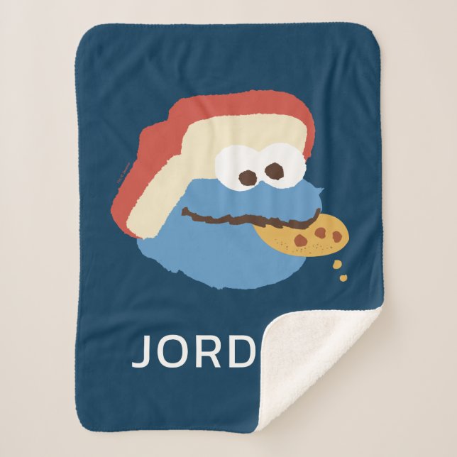 Cookie Monster Camp Cookies | Add Your Name Sherpa Blanket (Front)