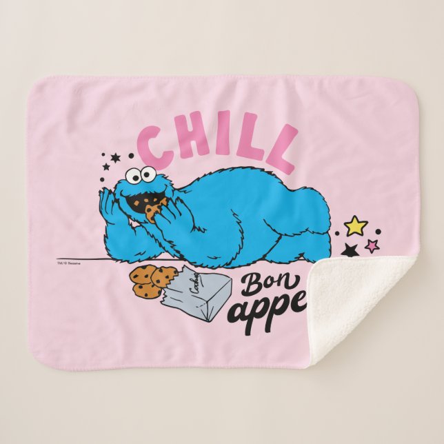 Cookie Monster | Chill Bon Appetite Sherpa Blanket (Front (Horizontal))