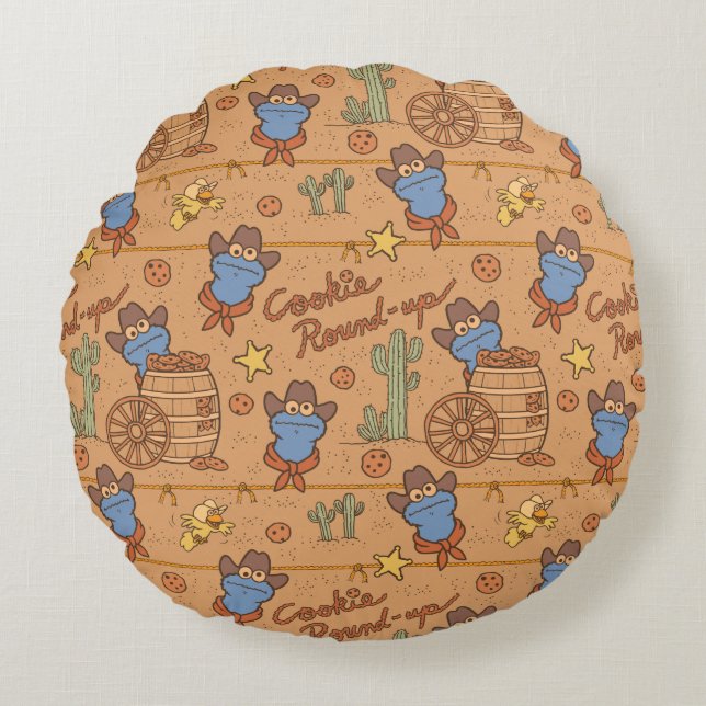 Cookie Monster | Cookie Round-Up Pattern Round Cushion (Front)