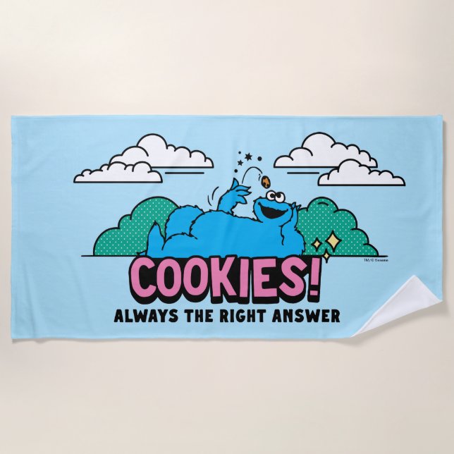 Cookie Monster | Cookies Always the Right Answer Beach Towel (Front)