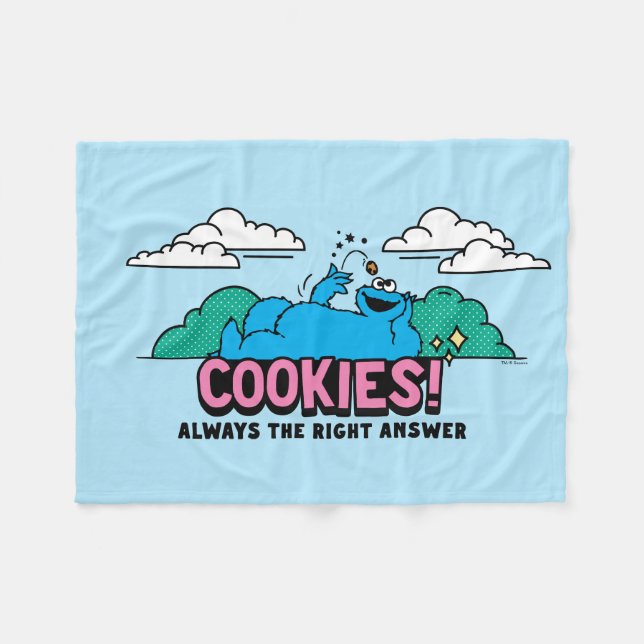 Cookie Monster | Cookies Always the Right Answer Fleece Blanket (Front (Horizontal))