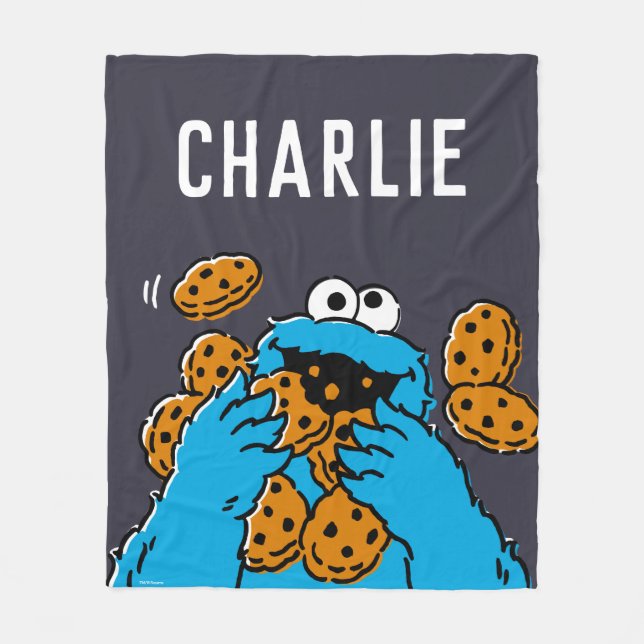 Cookie Monster Eating All the Cookies Fleece Blanket (Front)