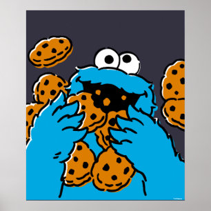 Cookie Monster Eating All the Cookies Poster