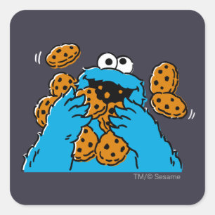 Cookie Monster Eating All the Cookies Square Sticker
