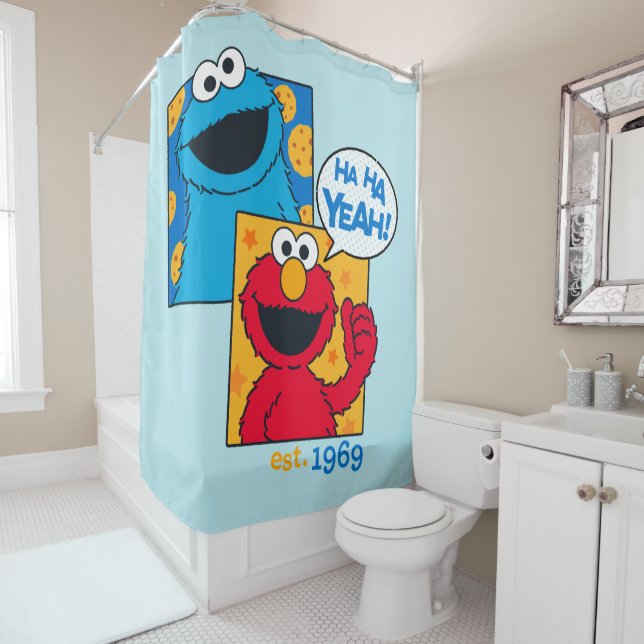 Cookie Monster & Elmo | Ha Ha Yeah Shower Curtain (In Situ)