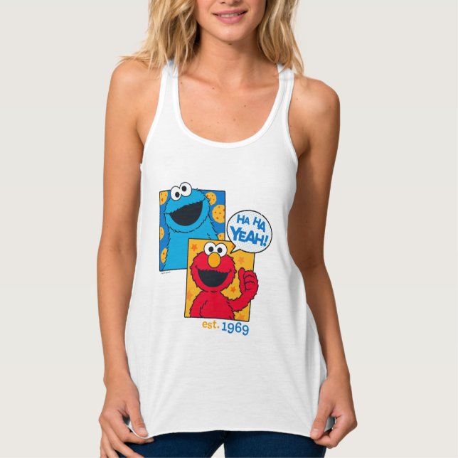 Cookie Monster & Elmo | Ha Ha Yeah Singlet (Front)
