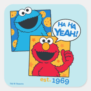 Cookie Monster & Elmo   Ha Ha Yeah Square Sticker