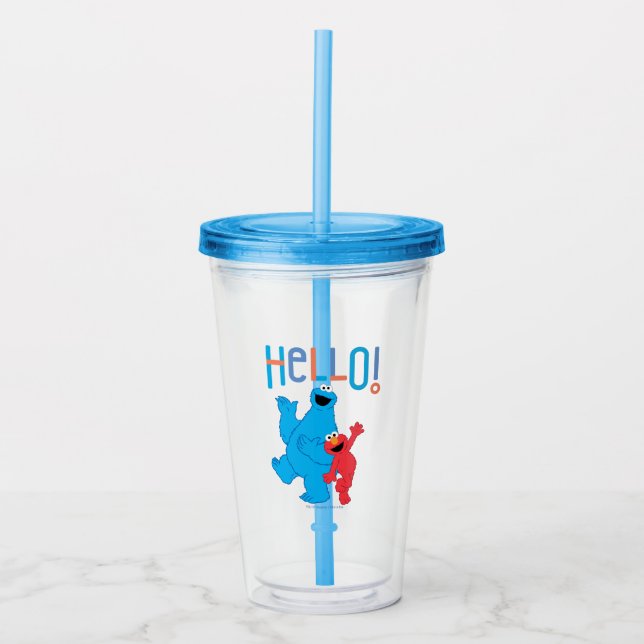 Cookie Monster & Elmo Hello! Acrylic Tumbler (Front)