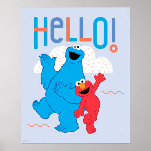 Cookie Monster & Elmo Hello! Poster