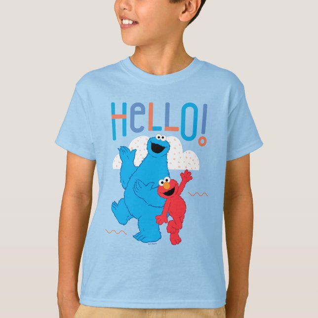 Cookie Monster & Elmo Hello! T-Shirt (Front)