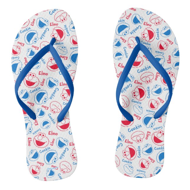 Cookie Monster & Elmo | Red & Blue Pattern Jandals (Footbed)