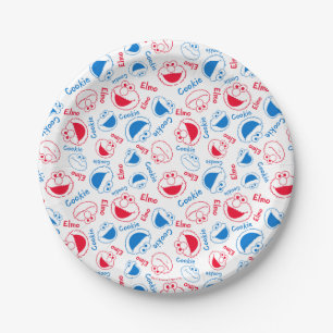 Cookie Monster & Elmo   Red & Blue Pattern Paper Plate