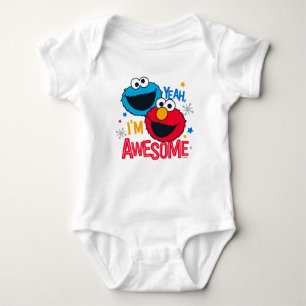 Cookie Monster & Elmo   Yeah, I'm Awesome Baby Bodysuit