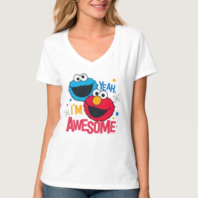 Cookie Monster & Elmo | Yeah, I'm Awesome T-Shirt (Front)