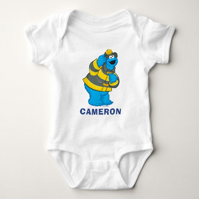 Cookie Monster | Fireman Costume Baby Bodysuit (Front)