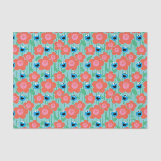 Cookie Monster Floral Pattern Tissue Paper (Front)
