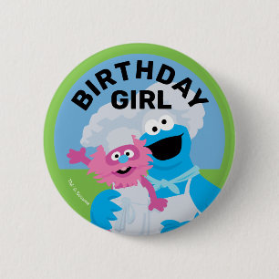 Cookie Monster Food Truck Birthday Girl 6 Cm Round Badge