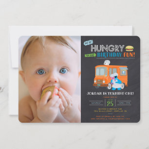 Cookie Monster Food Truck Chalkboard Birthday Invitation